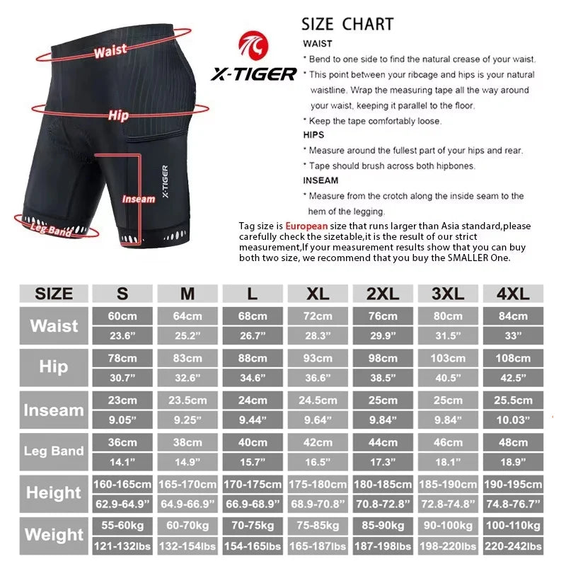 X-TIGER Men Cycling Shorts with Back Pocket 5D Gel Padded Bike Shorts for Men Mountain Road Biking Riding Half Pants Tights Oasis Select