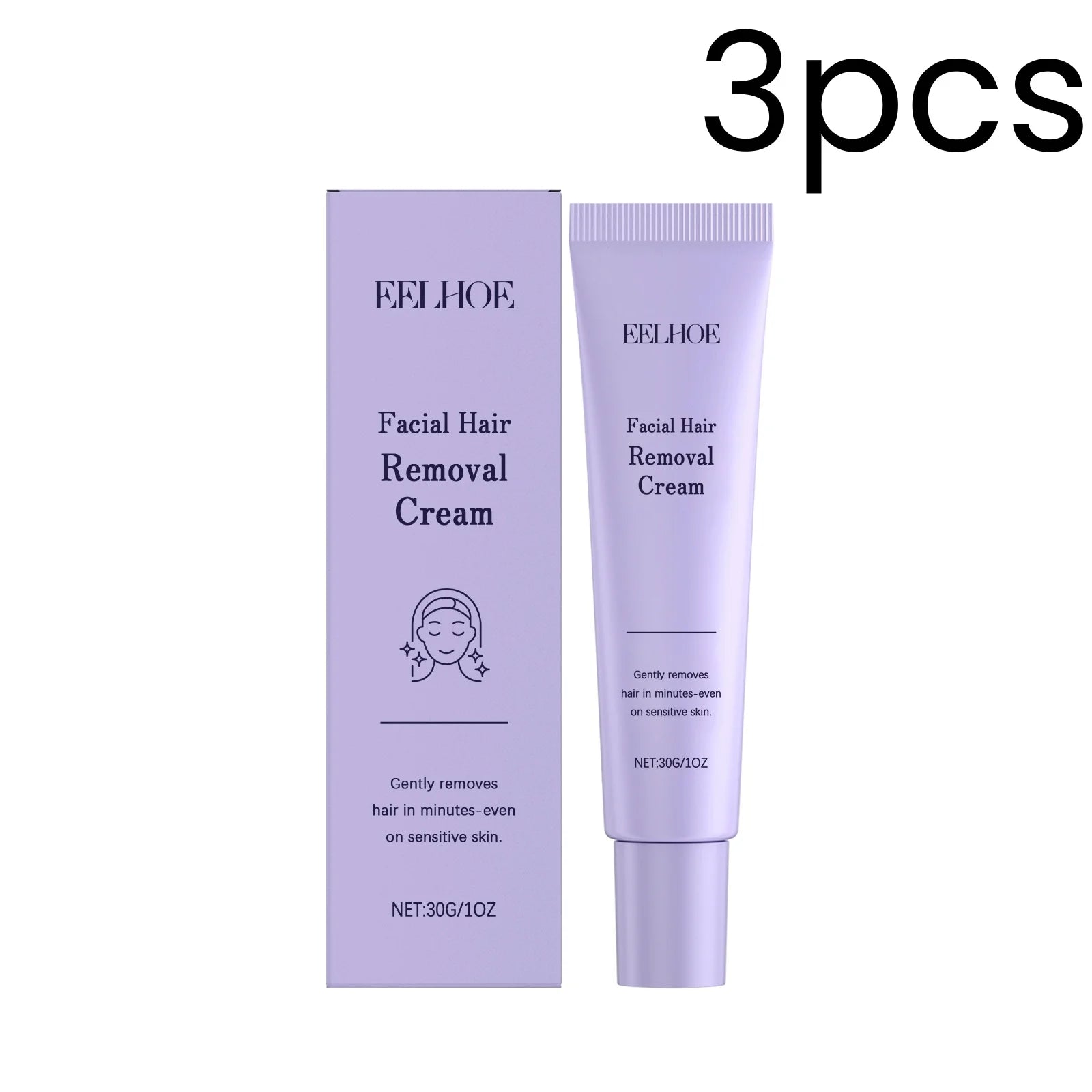 EELHOE Facial Hair Removal Cream – Painless & Gentle Facial Depilatory Cream Oasis Select 3pcs