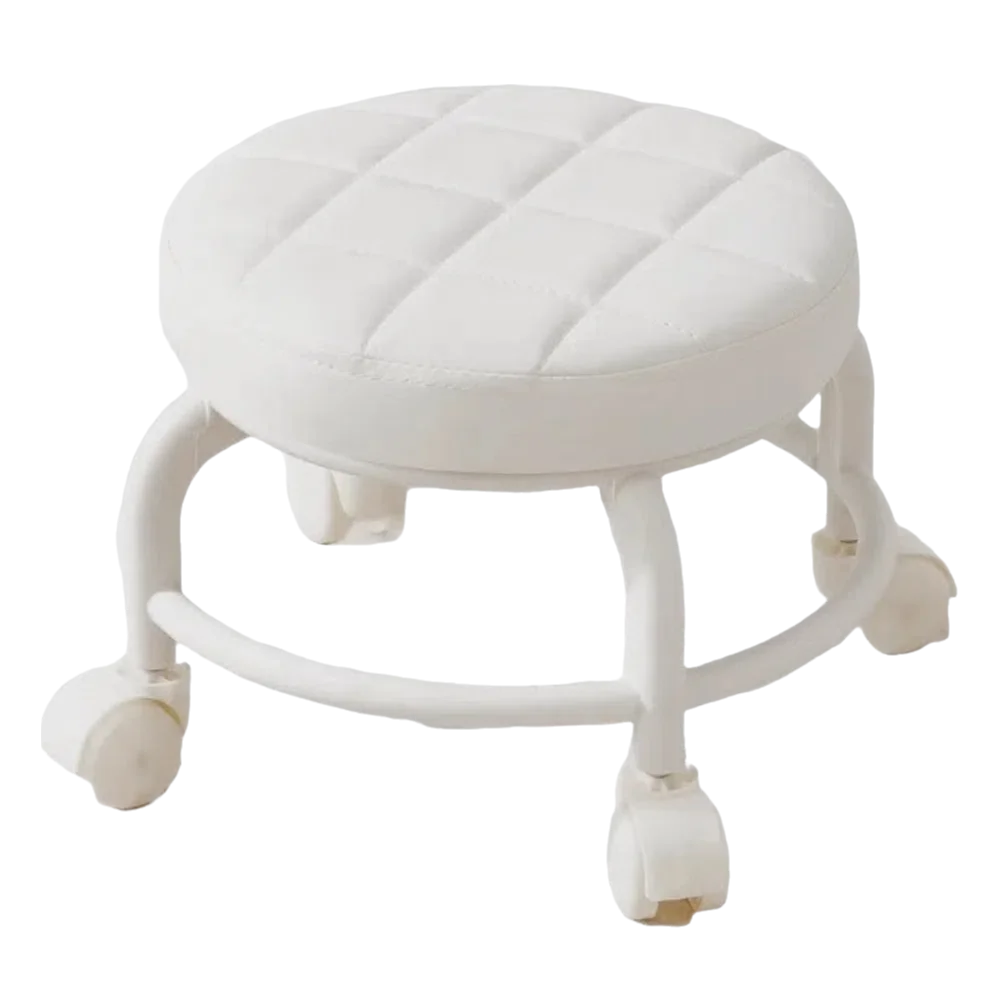 PU Leather Rolling Stool | 360° Swivel Wheels, 250 lb Capacity
