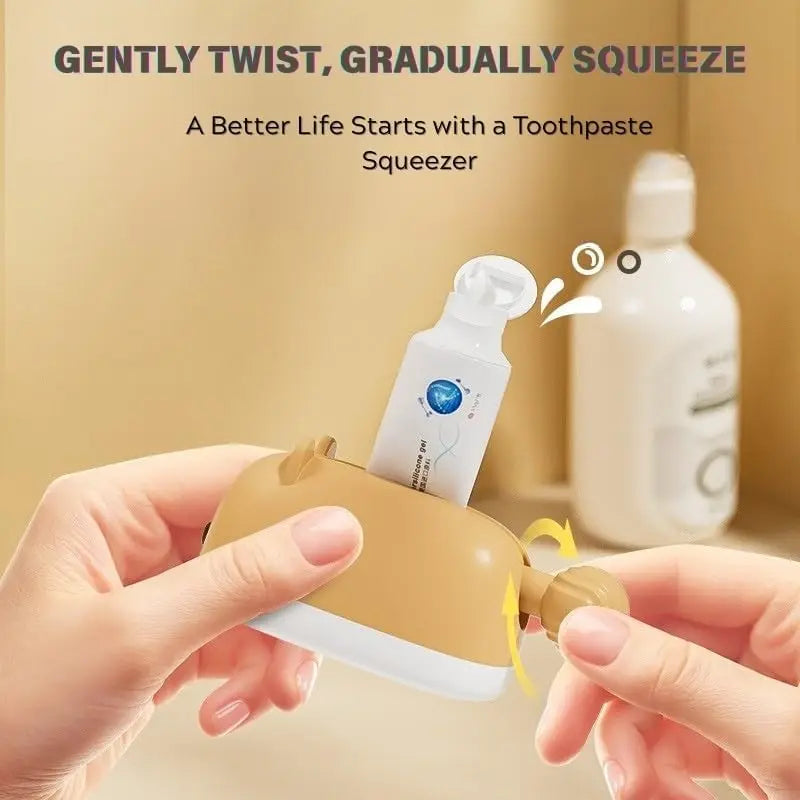 Hamster Toothpaste Squeezer Set – Includes 4 Toothbrush Head Covers, Cute Lazy Dispenser & Holder, Hygienic Bathroom Organizer Oasis Select
