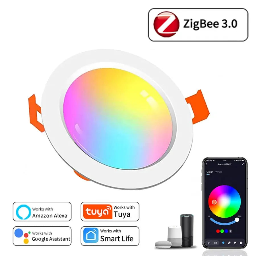 Tuya Smart LED Downlight 5W–15W RGB WiFi ZigBee Dimmable Smart LED Downlight Oasis Select ZigBee Downlight 5w