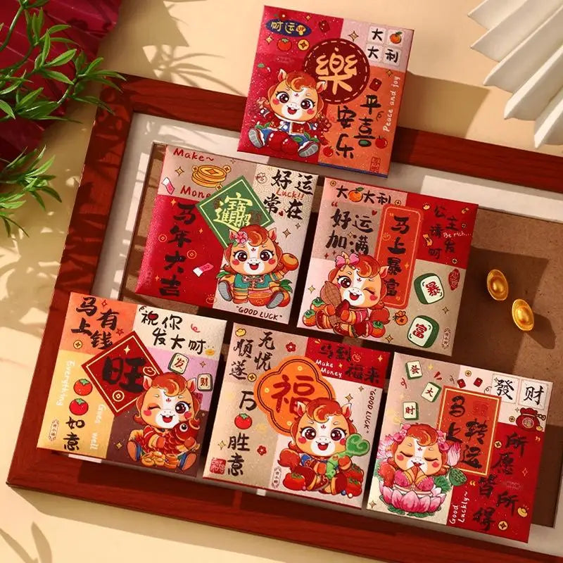 2026 Horse Year Red Envelopes – 6-Pack Lucky Money Bags