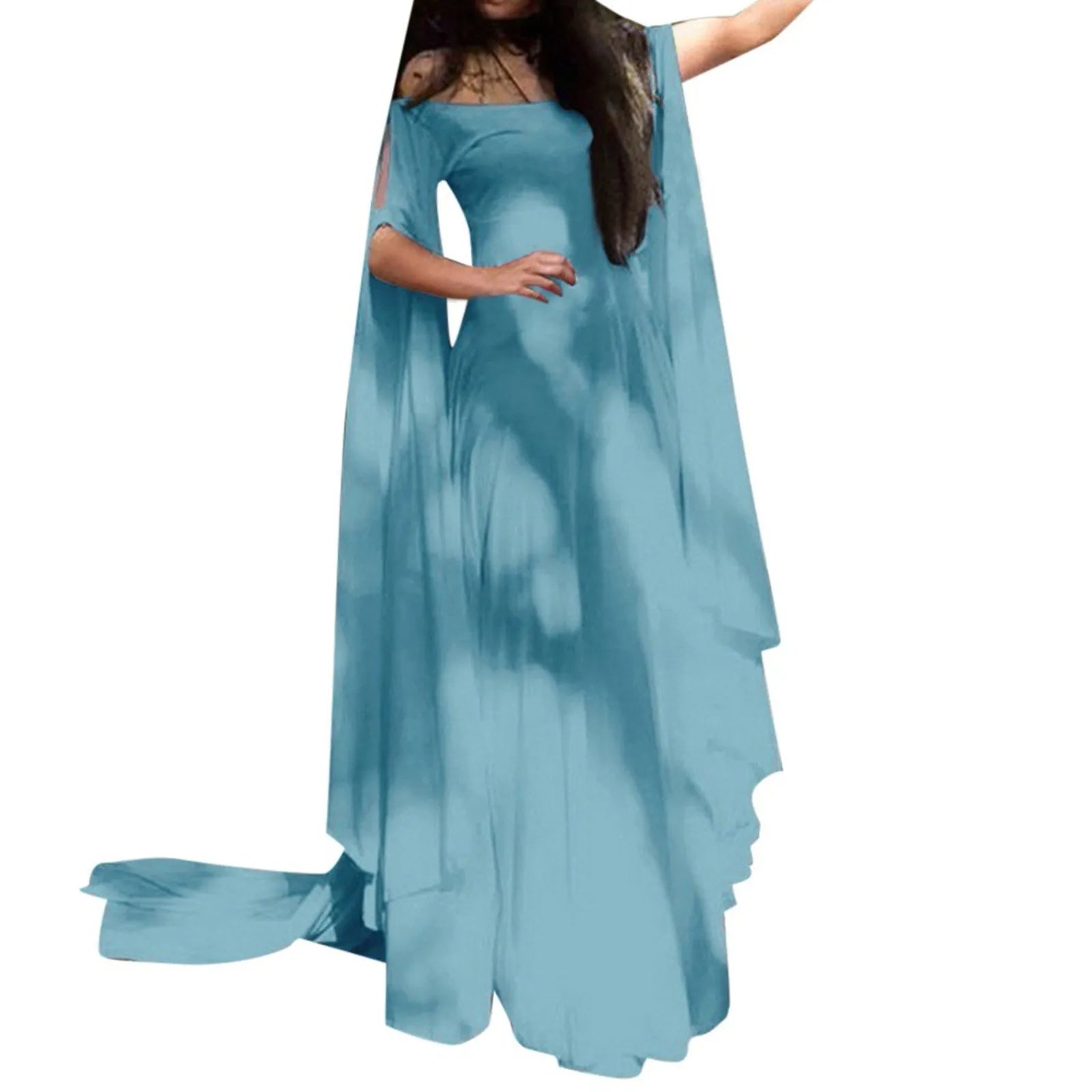 Women Halloween Dress Retro Cosplay Vintage Party Club Elegante Solid Off Shoulder Dress Maxi Funny Halloween Elf Dress Oasis Select