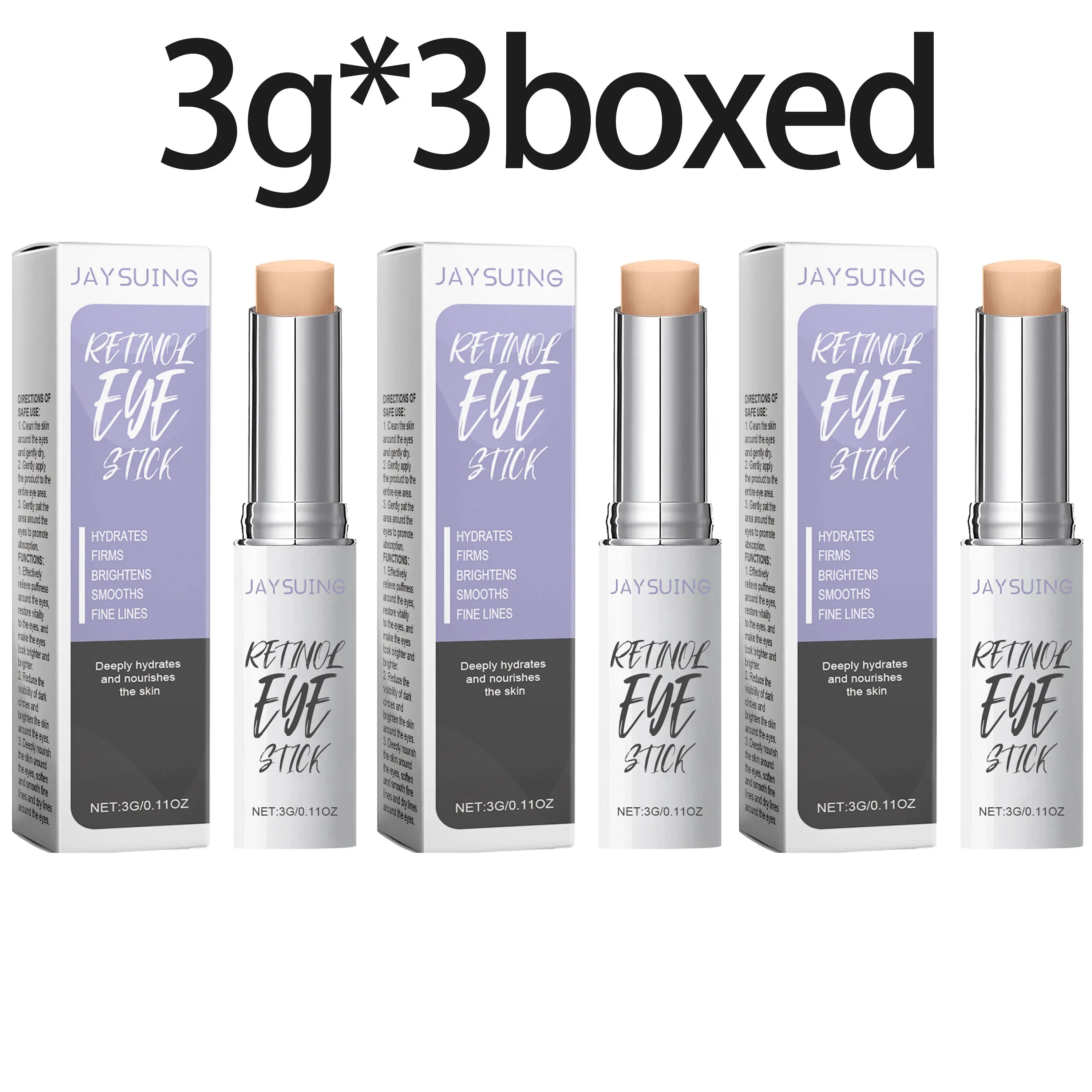 Retinol Eye Cream Stick Daily Moisturizing Long-lasting Hydration Soothing Eye Discomfort Nourishing Care for Surrounding Skin Oasis Select 3g X 3boxed