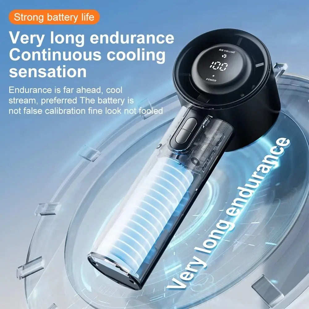 USB Rechargeable Mini Handheld Fan Powerful Wind Ultra-Quiet Small Electric Fan 100 Speed 3000 MAh Cooling and Ice Pack Fan Oasis Select