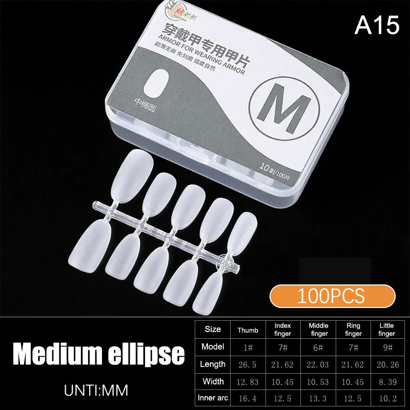 100pcs Clear Press-On Nail Tips – Full Cover Ultra-Thin False Nails