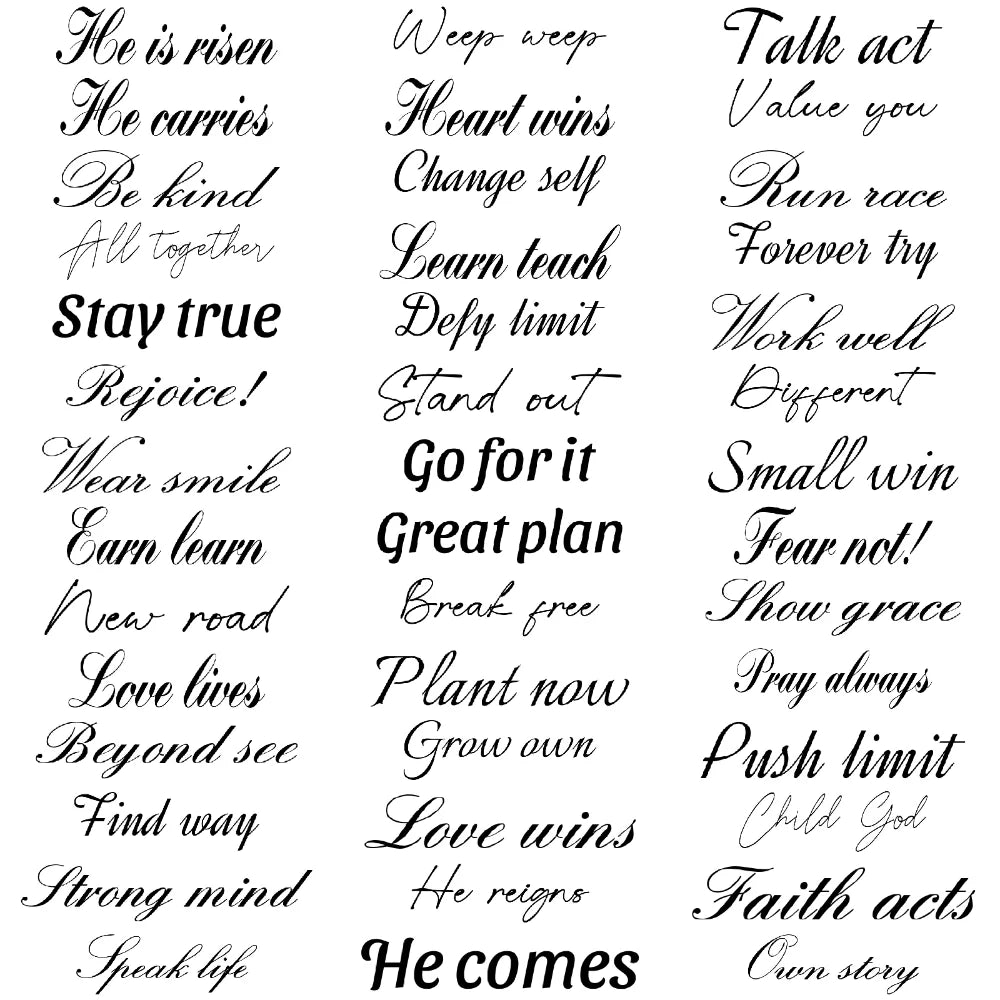 Waterproof Temporary Tattoo Stickers – Black Words & Feather