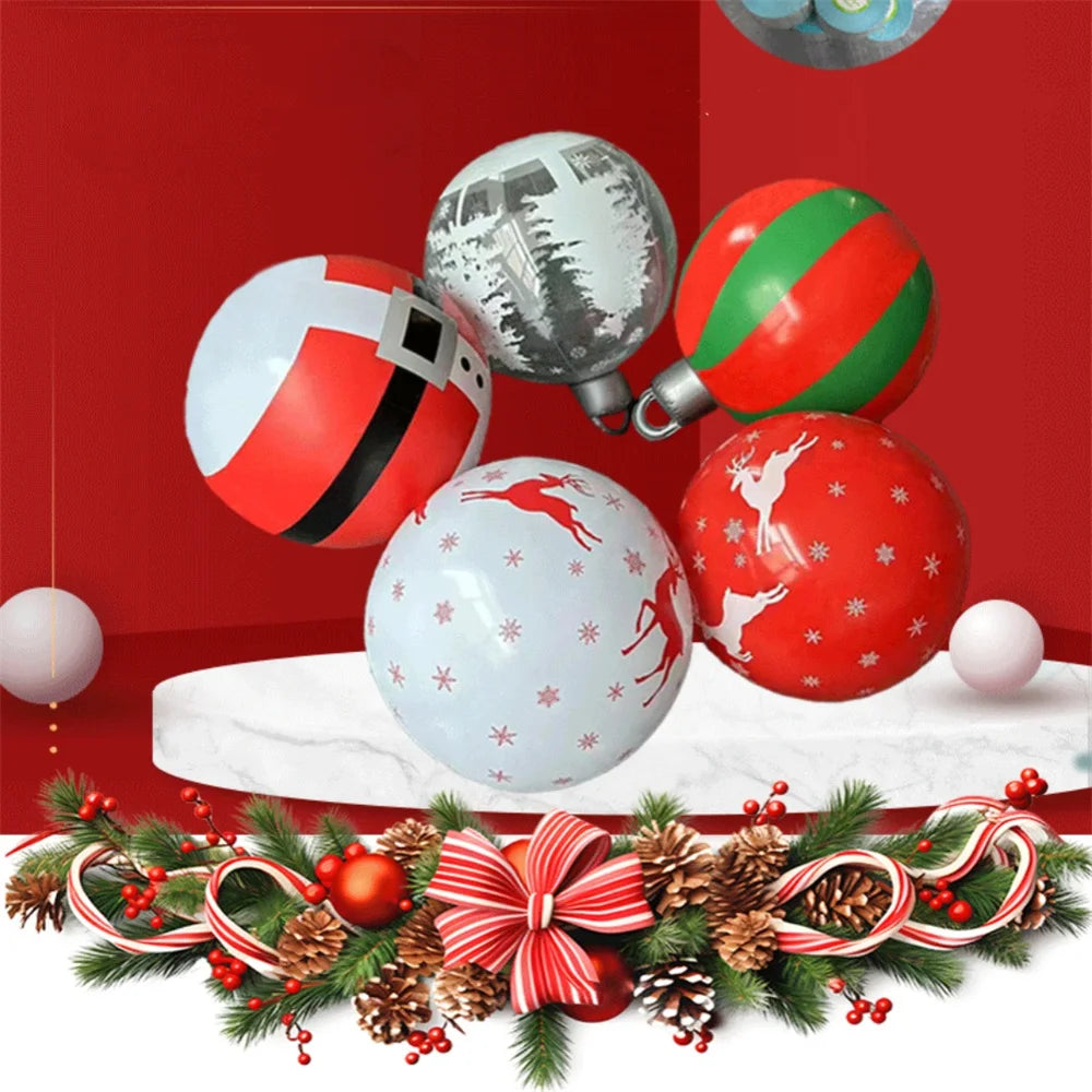 55CM Christmas Inflatable Ball PVC Giant Xmas Ball Christmas Tree Decorations Large Balls Toy New Year Party Courtyard Ornaments Oasis Select