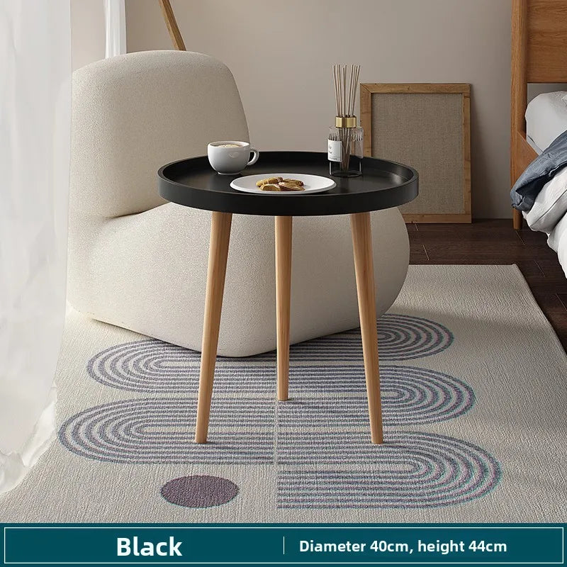 Multi-functional Nordic small round table coffee table sofa side balcony bedroom simple round small coffee table Durable Oasis Select 40 black A