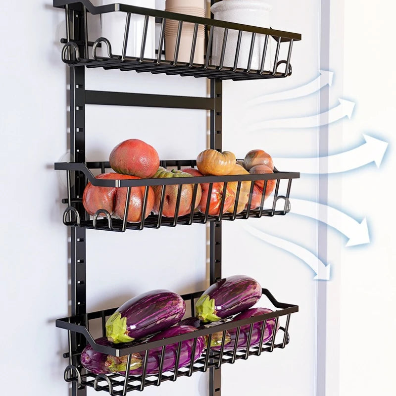 Adjustable door hanging basket rack multi-layer non-punching storage basket bathroom kitchen door sundries storage rack Oasis Select