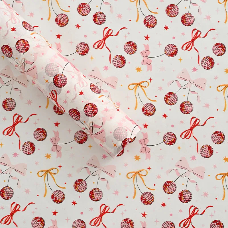 10pcs Christmas Tree Bowknot Print Tissue Paper New Year Gift Box Filling Flowers Wrapping Papers Festival Craft Packaging Paper Oasis Select B