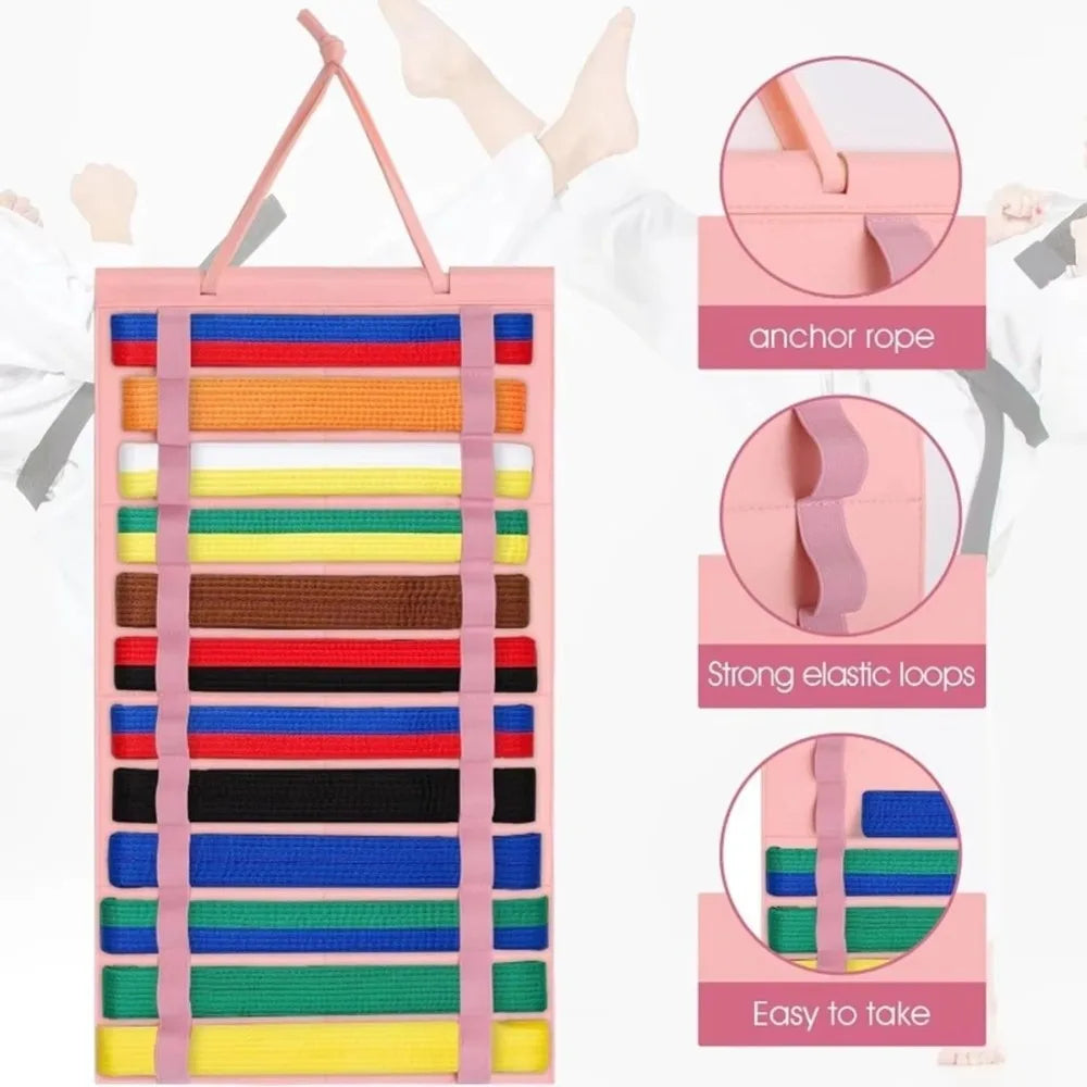 Karate Belt & Medal Display Storage Rack – Felt Hanging Bag