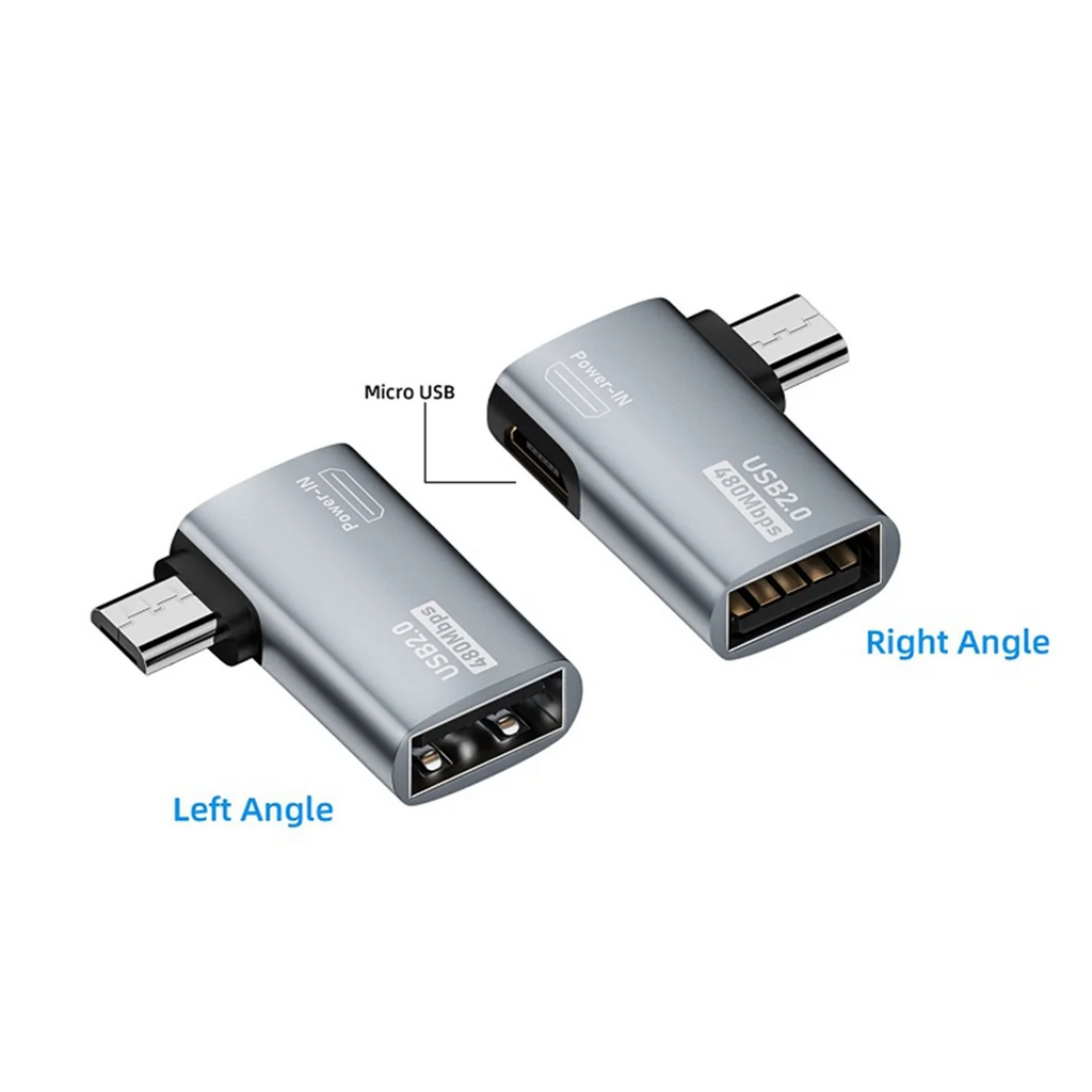 2Pcs OTG Adapter for 90 Degree Left/Right Angle Micro-USB to USB OTG Adapter for Android Phone Tablet Oasis Select
