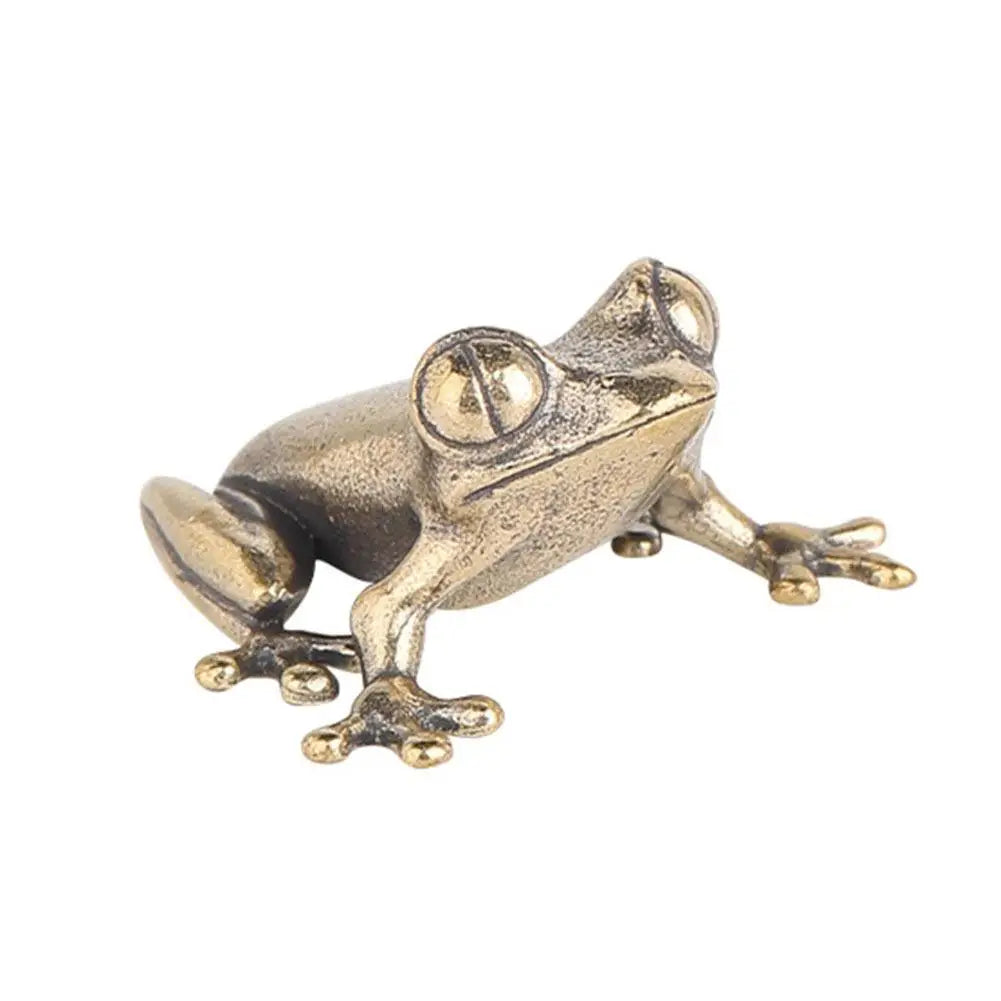 Solid Brass Frog Figurine | Desktop & Garden Ornament