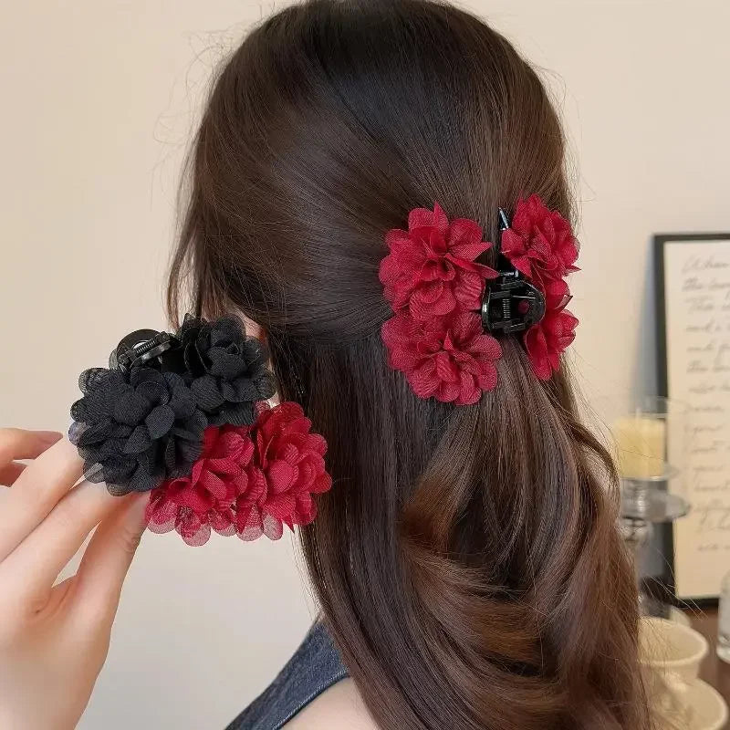 1pc New High-Quality Rose Flower Elegant Petal Claw Clip Light Luxury Fashion Shark Clip Claw Clip Exotic Hair Clip Oasis Select