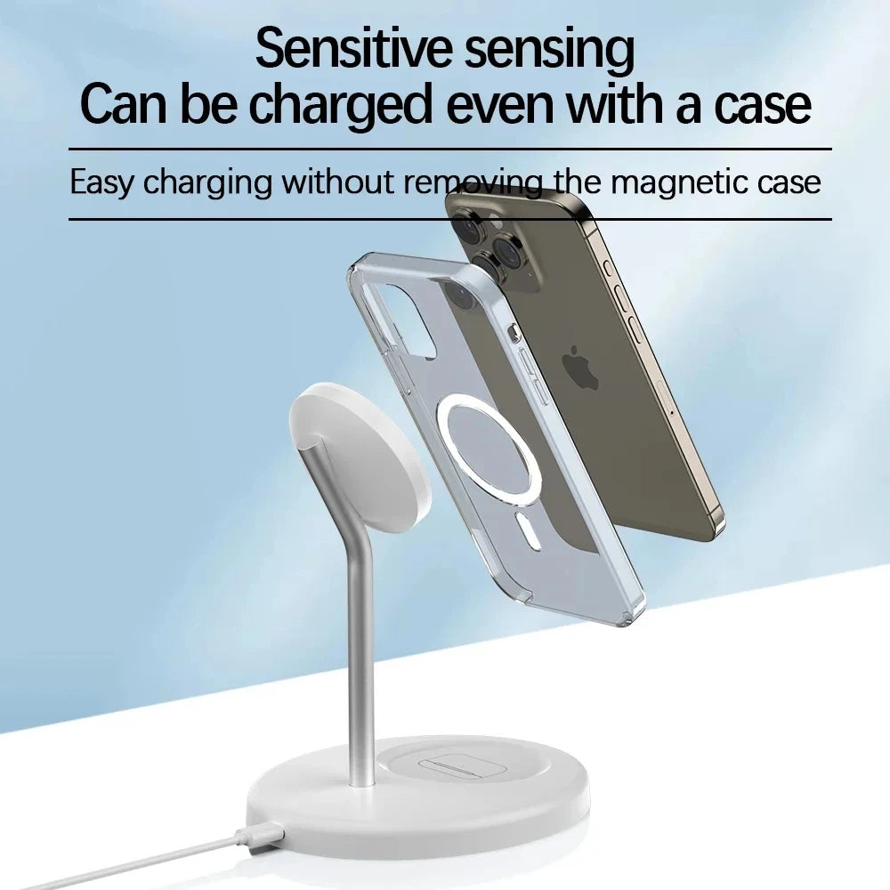 2 in 1 Magnetic Wireless Charger Stand Phone Charging Station Dock For iPhone 15 14 13 12 Pro Max AirPods Fast Chargers Oasis Select