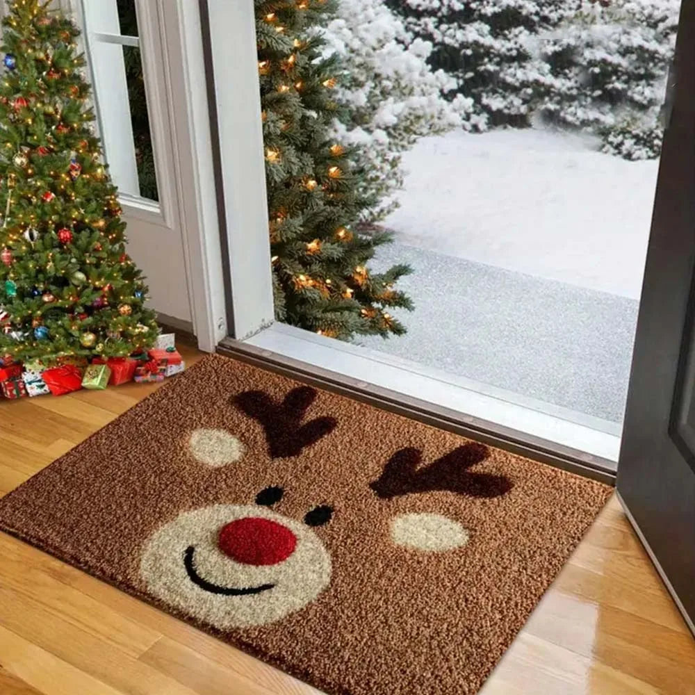Water-absorbing Christmas Door Mat Santa Claus Design Christmas Decor Bathroom Mat Gingerbread Man Pattern Foot Mat Bathroom Use Oasis Select 05