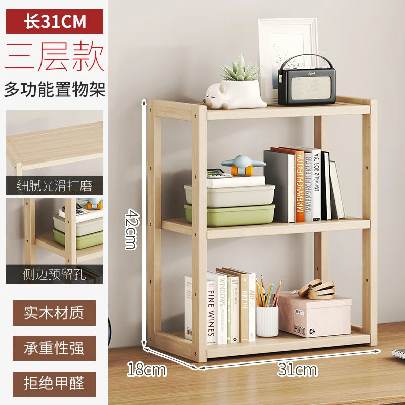 Solid Wood Multi-Layer Storage Shelf – Bookshelf & Shoe Rack
