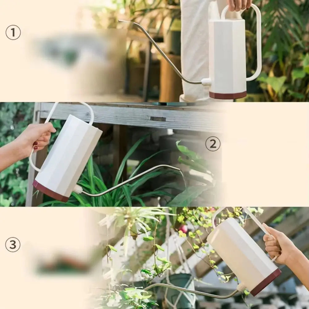 1.2L Gardening Watering Can Stainless Steel Curved Mouth Plant Sprinkler Irrigation Pot Long Spout Removable Nozzle Oasis Select