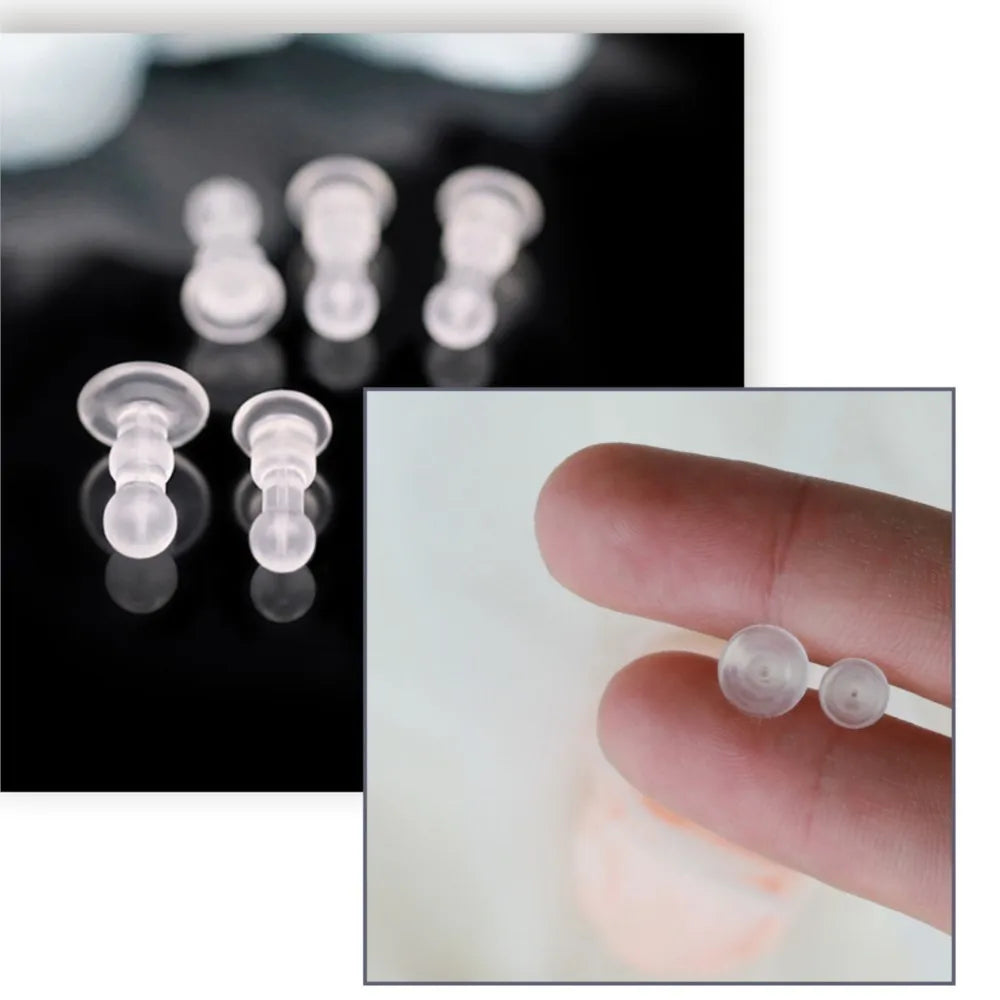 50pcs Comfort Impenetrable Soft Big-Long Earring Backs for Pierced Ears TPE Medical Grade Material Fit with All Types of Earring Oasis Select