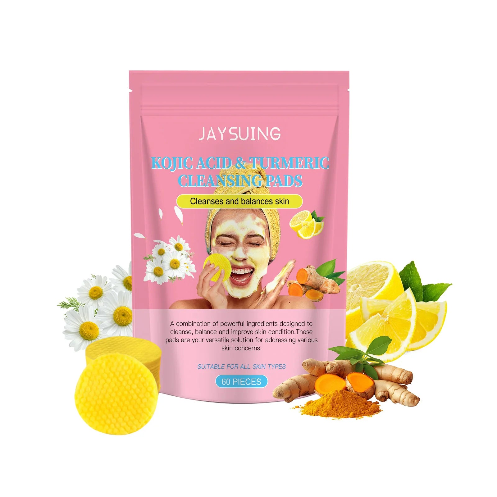 Turmeric Exfoliating Facial Pads – Anti-Acne & Deep Cleanse Exfoliating Facial Pads Oasis Select 60pcs balance oil