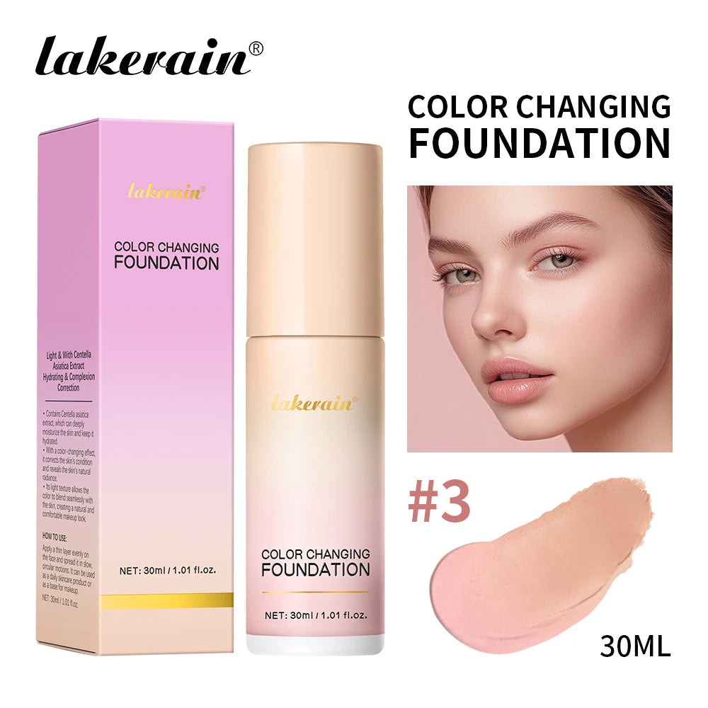 Waterproof Color Changing Liquid Foundation Centella Korean High Coverage Foundation Cream For Face Base Makeup Oasis Select 3