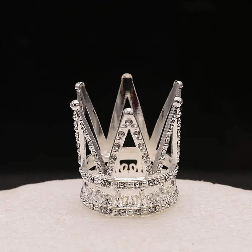 Rhinestone Crown Baking Cake Topper Headwear Decoration Children's Hair Accessories Princess Wedding Birthday Party Supplies New Oasis Select Silver-3x3.2cm CHINA