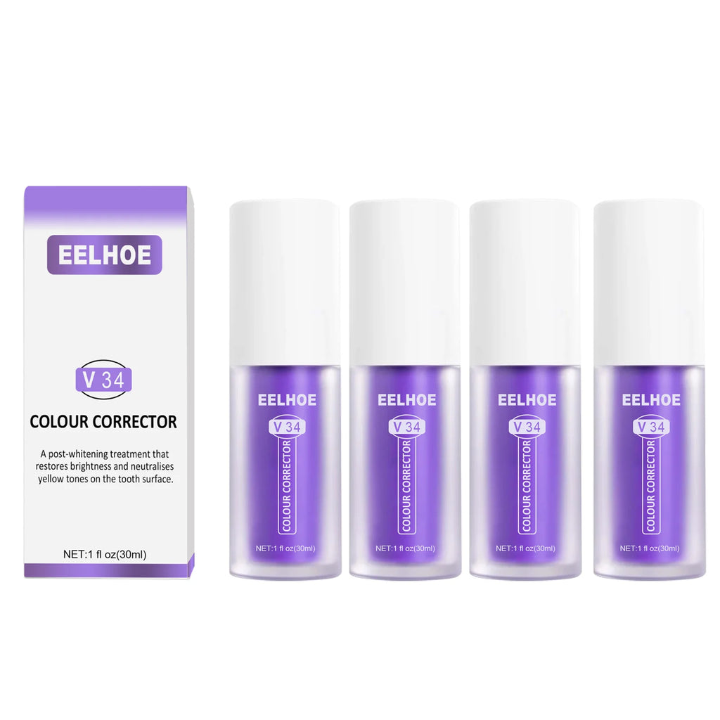 V34 Purple Toothpaste - Brightens Teeth, Whitens Oral Cavity, Cleans Stains, and Provides Oral Care Oasis Select 4pcs