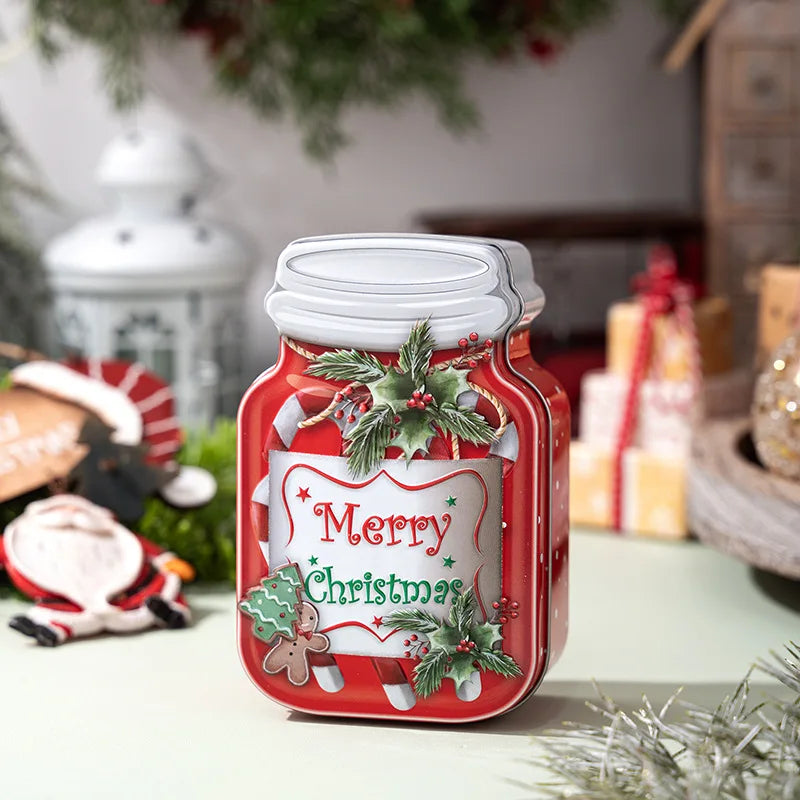 Christmas Tin Box Candy Cookie Box Biscuit Chocolates Gift Metal Tin Box with Lid Containers for Xmas Party Decor Supplies Oasis Select Style 1