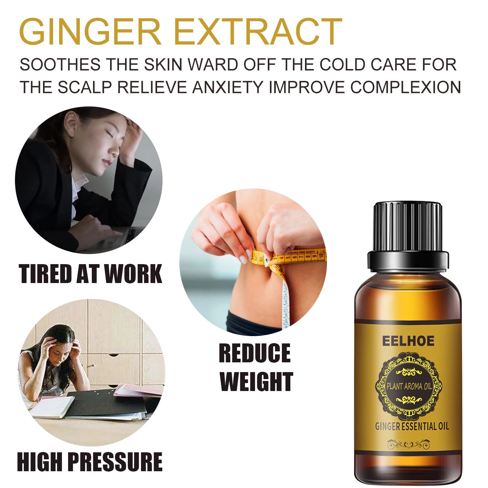 Ginger Essential Oil Slimming Body Massage Natural Fat Burning AntiCellulite Waist Arms Legs Care Promote Metabolism Firming Oil Oasis Select