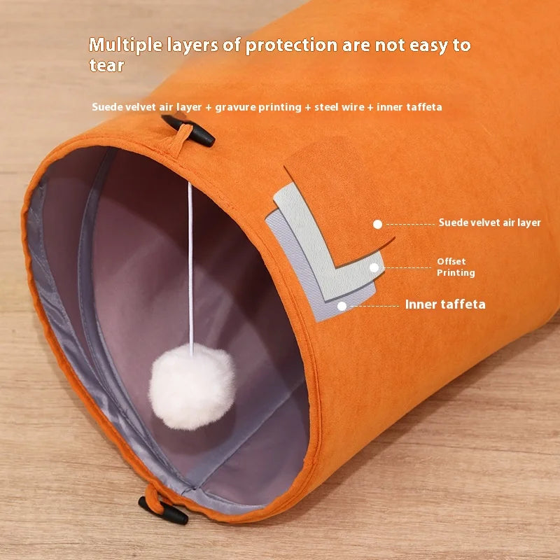 Multi-hole Cat Tunnel Toy Tumbling Dragon Cartoon Straight Tube Foldable Cat and Dog Self-entertainment Channel Easy To Store Oasis Select