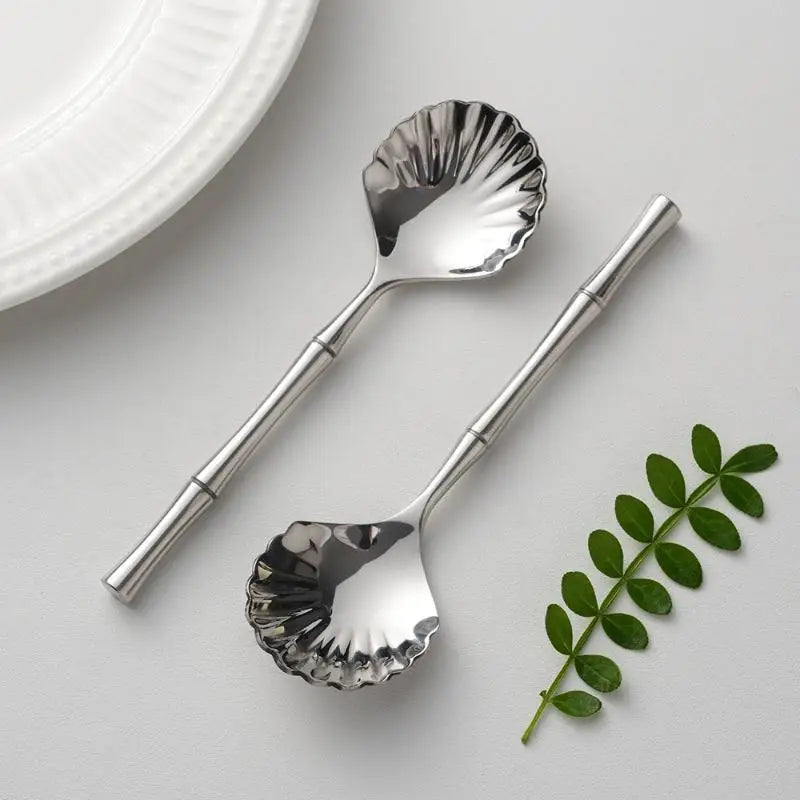 Heat Resistant Stainless Steel Seashell Dessert Spoon Reusable Coffee Stirring Spoon for Home Afternoon Tea Souvenir Oasis Select
