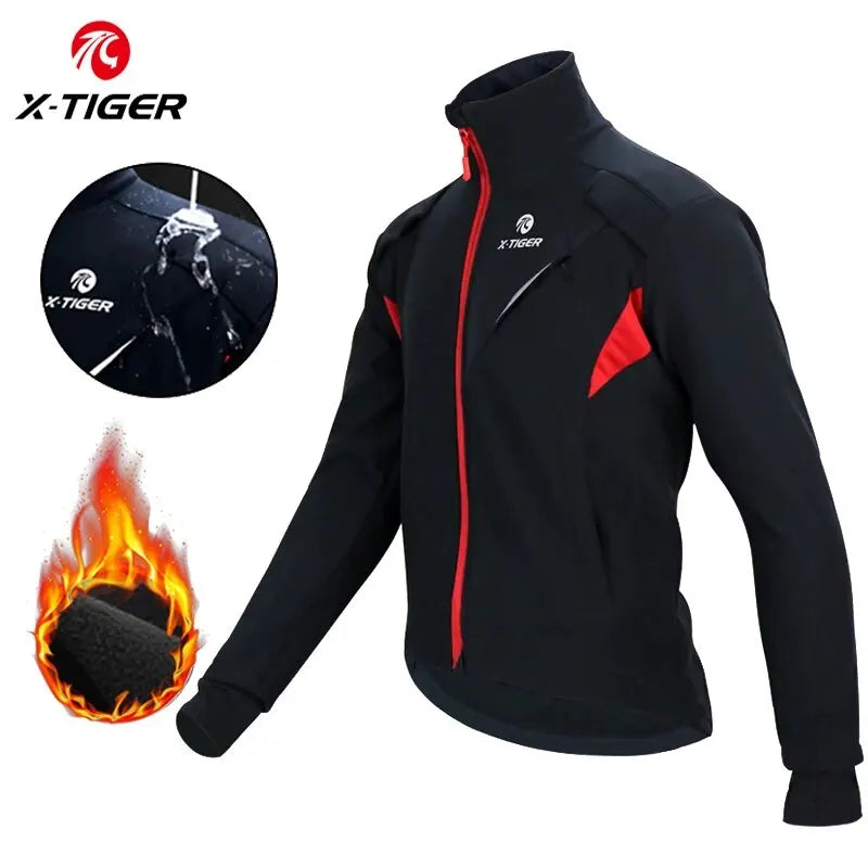 X-TIGER Cycling Jersey Winter Thermal Fleece Men's Bicycles Clothing Windproof Bicycle Reflective Biking Jacket Sportswear Oasis Select cycling jacket XXL