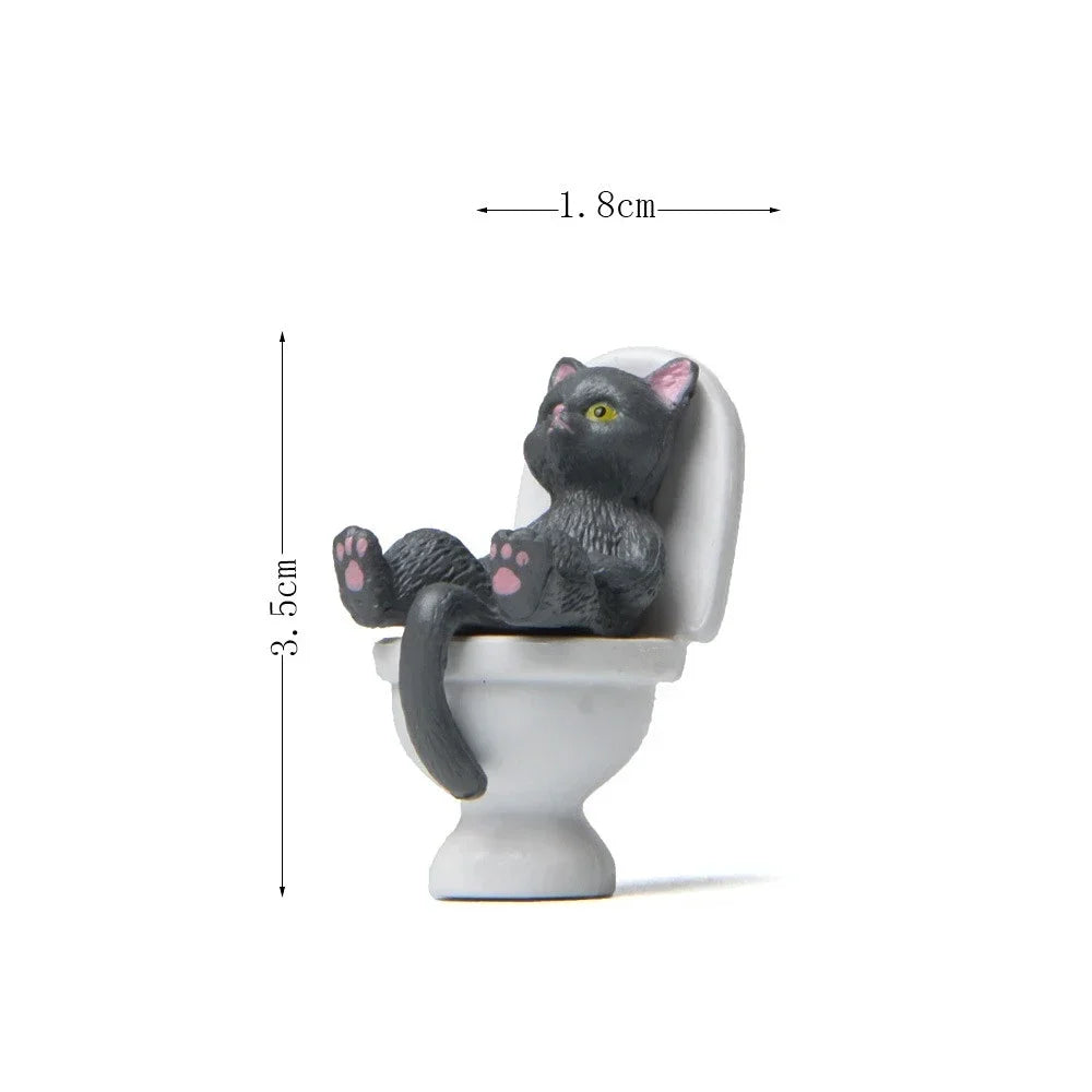 Funny Cat Spiritual Consolation PVC Appearance Toilet Office Mini Animal Cat Party Supplies Miniature Desk Decoration Oasis Select GY-GZ