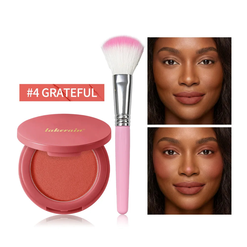 Matte Bouncy Face Blusher and Brush Long Lasting Luminosity Soft Poke Natural Blush Lightweight Blends Seamlessly Korean Makeup Oasis Select Color 4