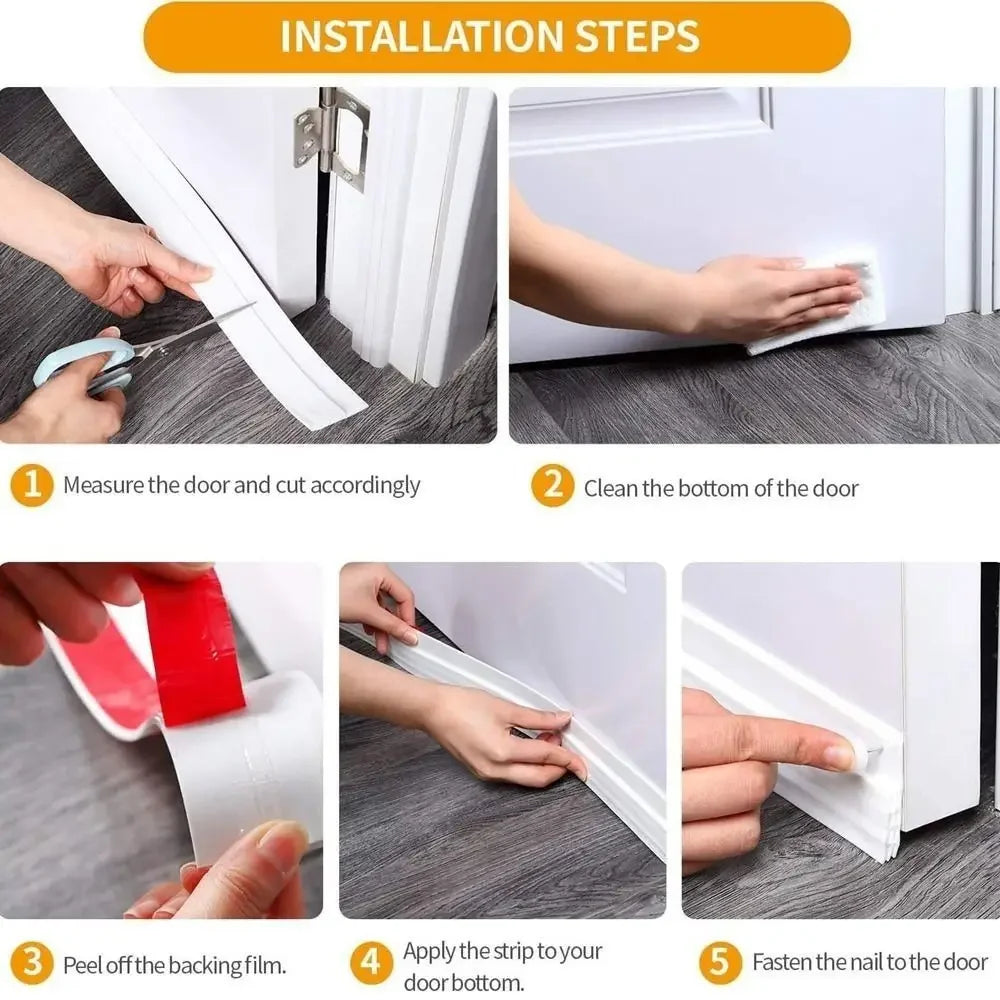 Noise Reduction Door Draft Stopper Self-adhesive Insect Prevention Weather Stripping Thickened 100cm Sound Barrier Bedroom Oasis Select