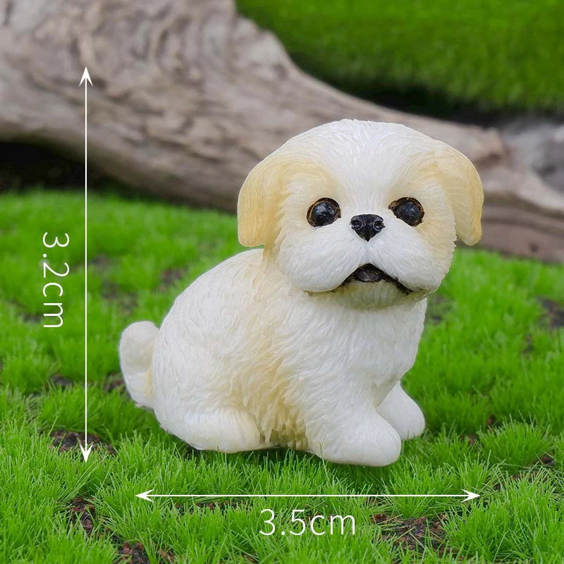 Resin Small Dog Figurine, Miniature Bonsai, Fairy Garden, Microlandscape, Crafted, Decorative Pet Statue, 1Pc Oasis Select A13 shih tzu