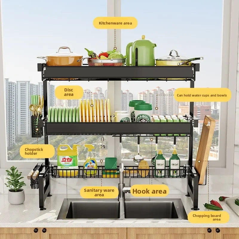 Multifunctional Kitchen Sink Shelf Dish Rack Drain Rack Countertop Dish Rack Drain Sink Rack Oasis Select