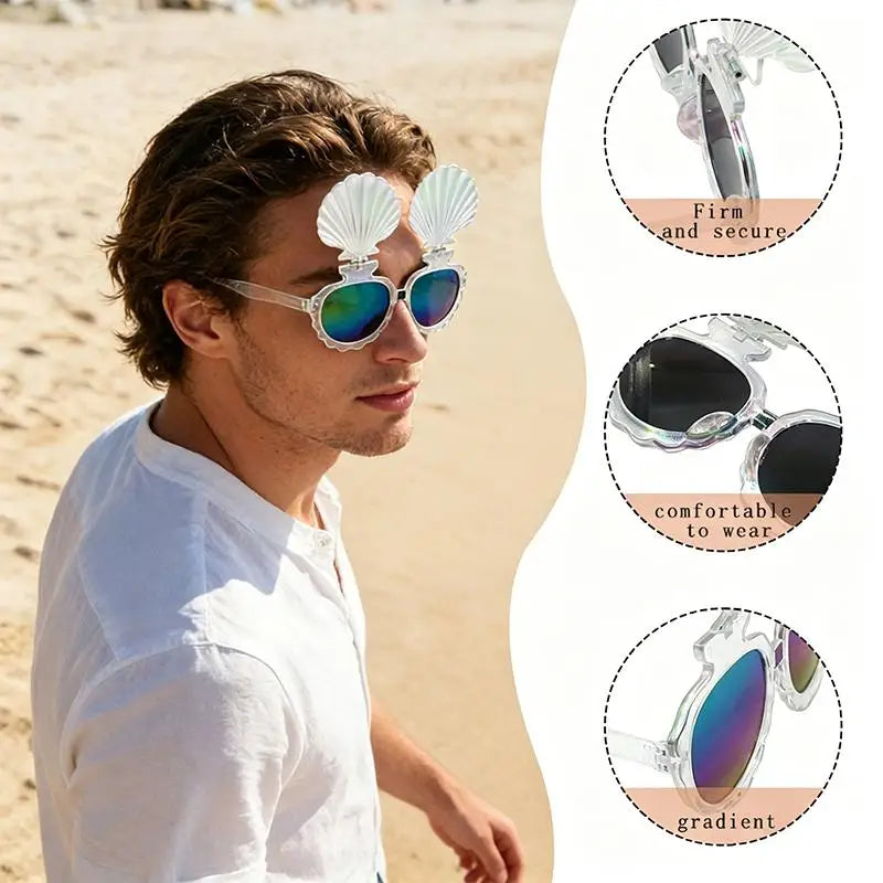 Creative Shell Sunglasses Summer Hawaii Party Glasses Beach Party Decorations Fun Photo Props Oasis Select