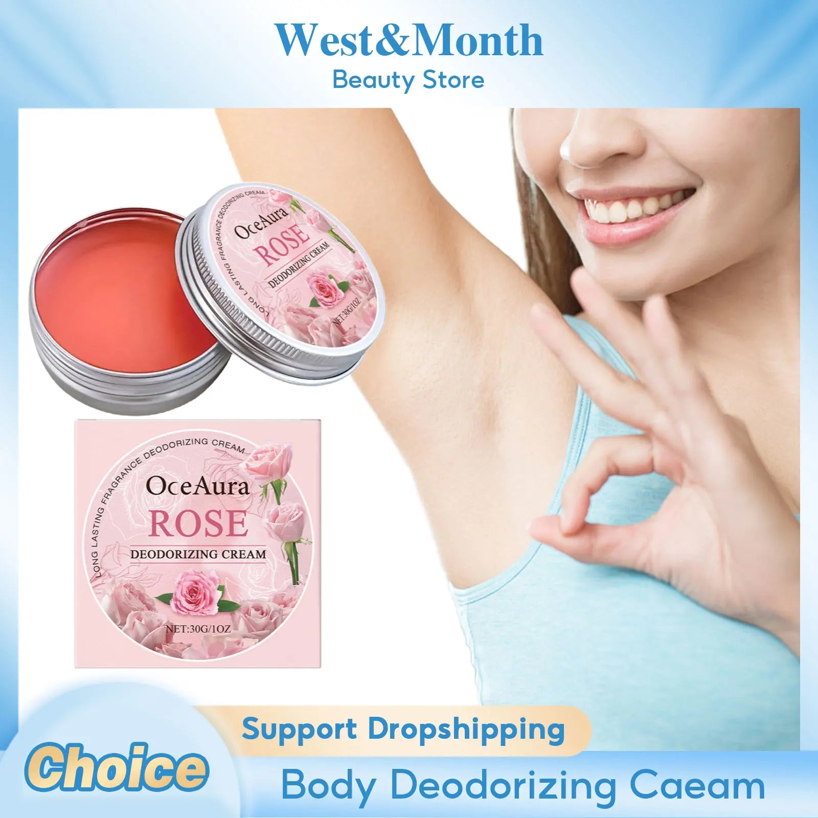 Rose Deodorant Body Cream Eliminate Odor Reduce Sweating Neutralize Armpit Smell Lasting Aroma Charming Refresh Fragrance Cream Oasis Select