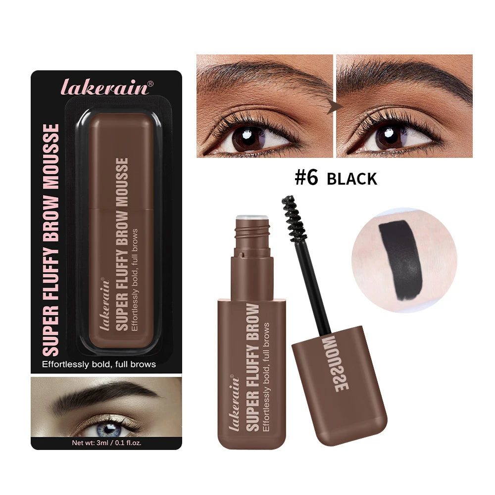 Waterproof Eyebrow Mousse Superfluff Volumizing Brow Thick Fluffy Brows Soft Long-lasting Makeup Fluffy Thick Eyebrows Makeup Oasis Select 6 BLACK