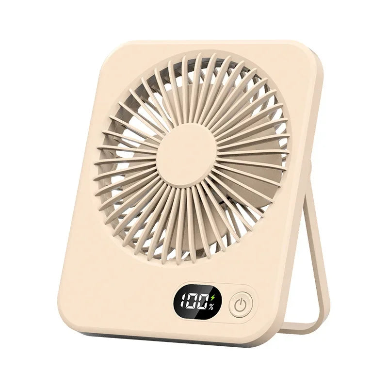 2025 New Small Fan Handy Charging Long Life Ultra-thin Desktop Fan Large Wind Super Quiet Folding Handheld Table Fan Oasis Select Brown