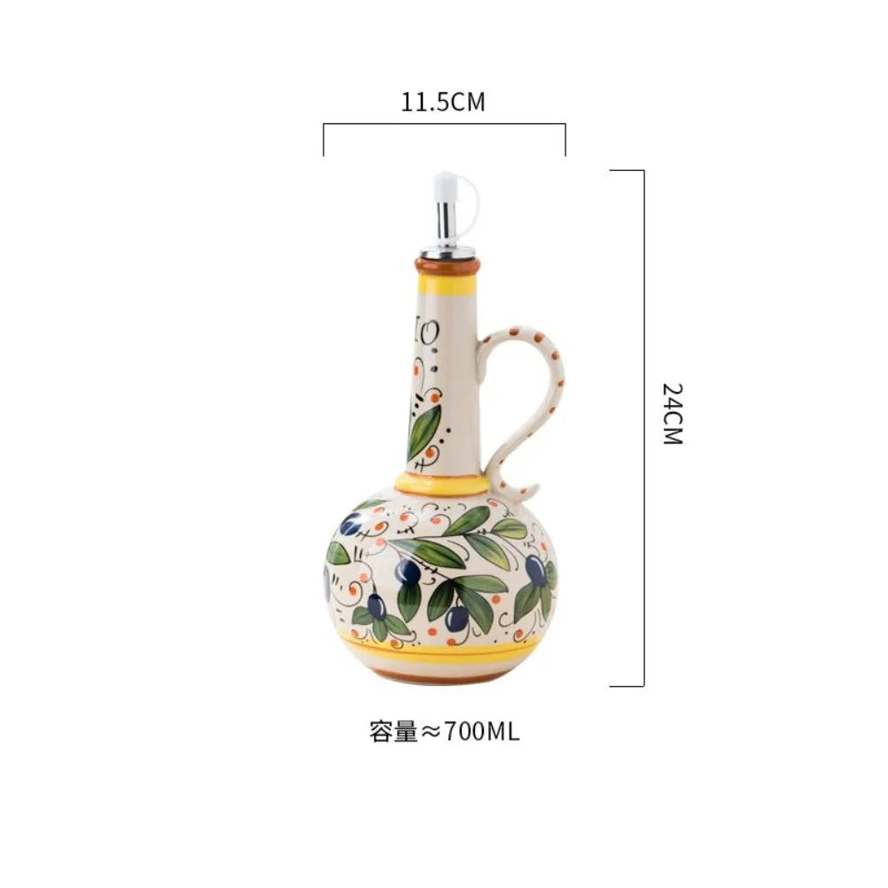 Nordic Ceramics Olive Oil Dispenser Embossed Oil Vinegar Can Household Kitchen Oil Vinegar Bottle Spice Jar Kitchen Products Oasis Select