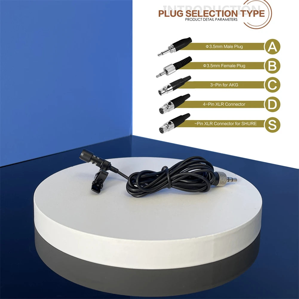 3.5mm Black Lavalier Lapel Microphone Miniature Broadcast Quality For Wireless System With A Metal Clip And A Windscreen Oasis Select