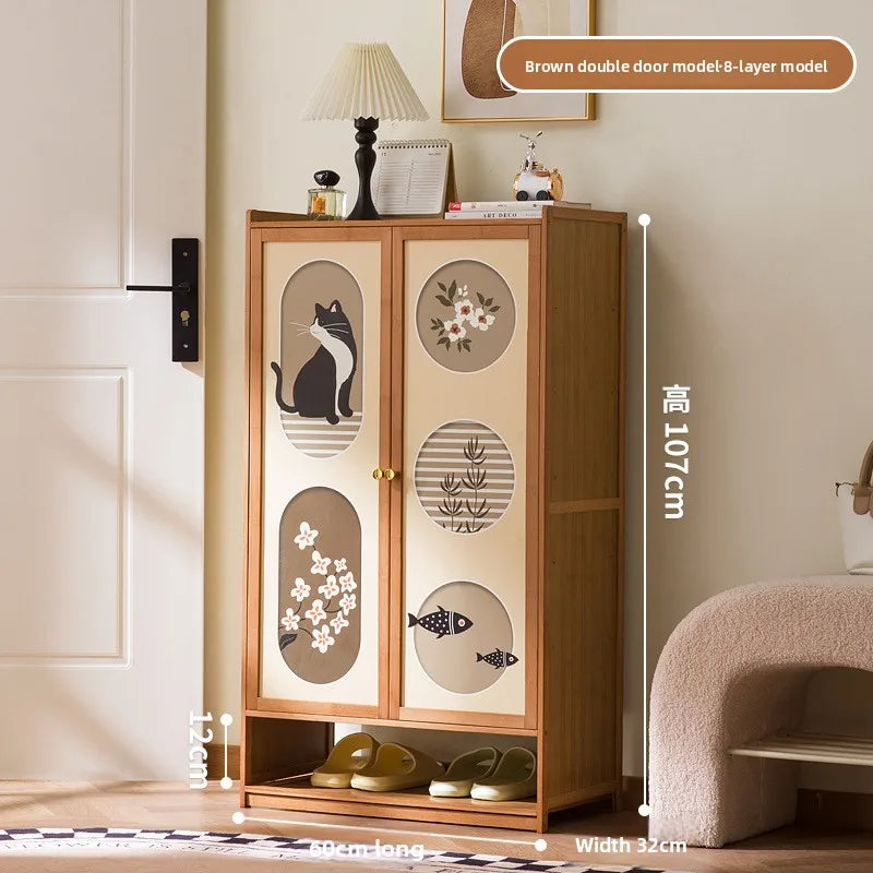 Shoe cabinet household entrance home storage cabinet integrated against the wall entrance shoe rack multi-layer simple storage Oasis Select Double door 8