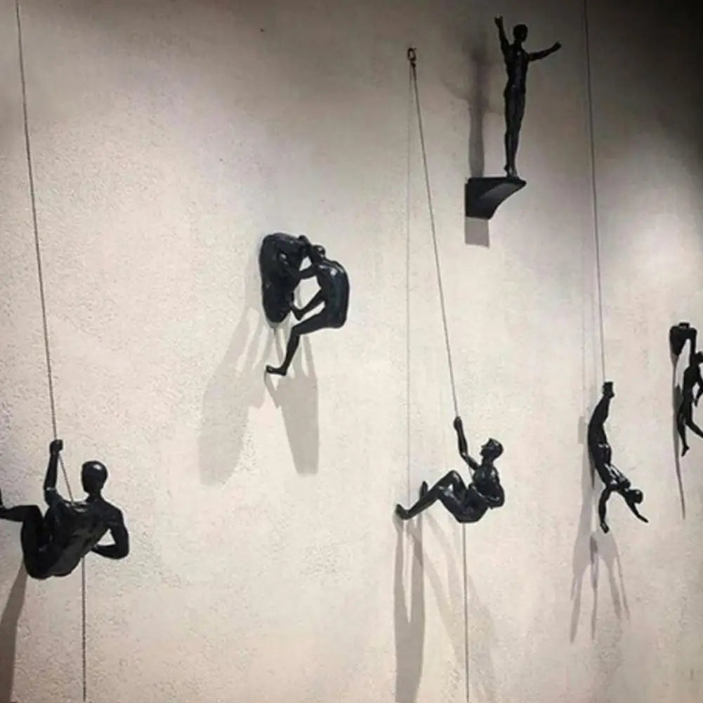 Athlete Rock Climbing Man Resin Background Wall Hanging Decoration Sculpture Statue Figures Creative Rock Climber Statue Pendan Oasis Select