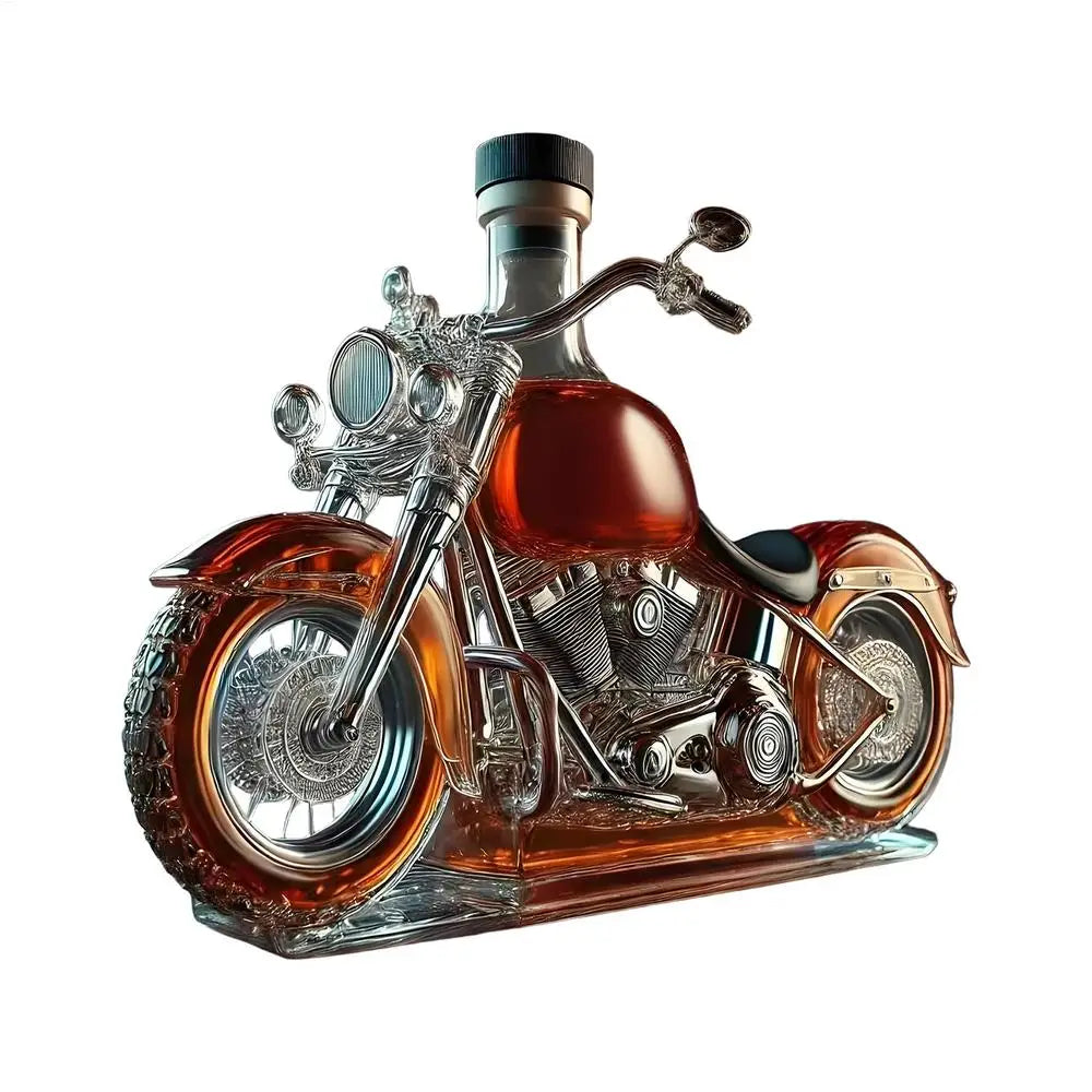 Glass Wine Decanter Motorcycle Liquor Decanter Wine Bottle Funny Drink Bottle Liquor Dispenser for Men Dad Motorcycle Lovers Oasis Select Clear