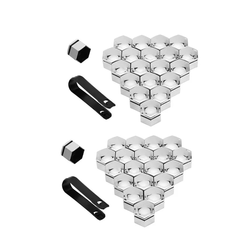 20/40/60/80pcs Car Wheel Nut Cap 17/19/21mm Protective Cap Rust Proof Wheel Hub Screw Cover Tire Nut Bolt External Decoration Oasis Select 40pcs-Silver 19mm