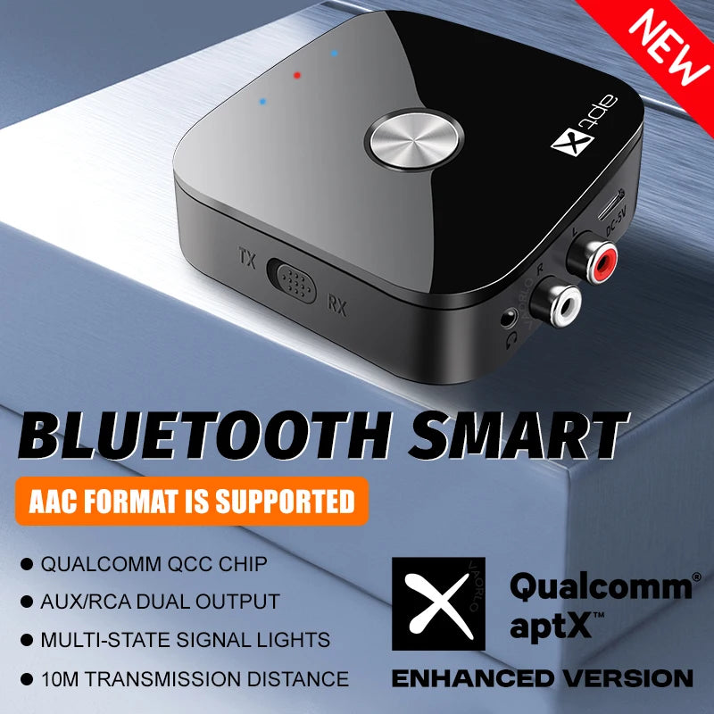 Bluetooth 5.4 Audio Transmitter Receiver aptX-Adaptive/HD/LL 3.5MM AUX RCA 2 in 1 Multipoint Wireless Adapter Hifi Stereo Music Oasis Select