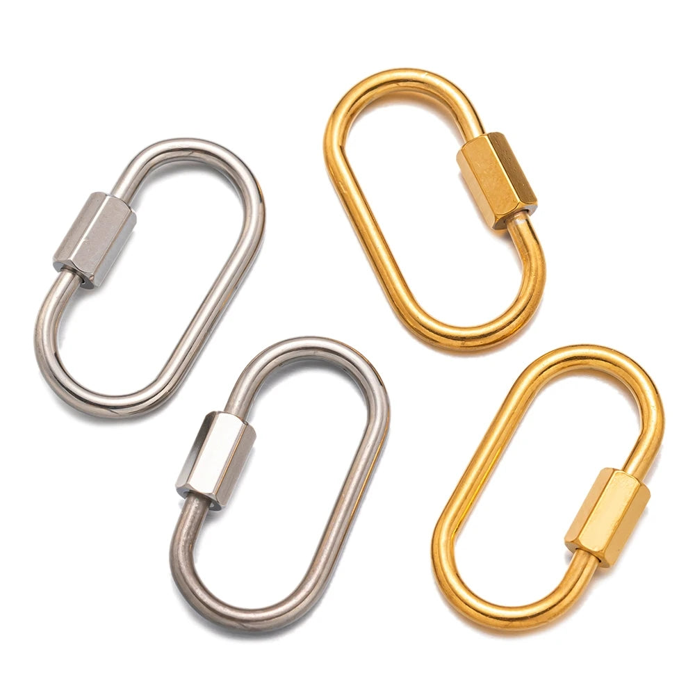 5pcs/Lot Stainless Steel Fastener Carabiner Screw Clasps Connectors For DIY Neckalce Bracelet Keychain Jewelry Making Supplies Oasis Select